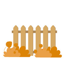 Autumn Bush with Fence