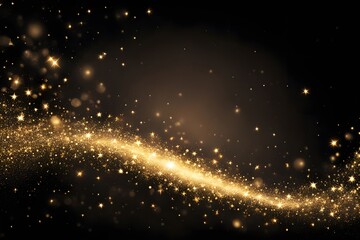 Golden sparkles shimmering like stars in a dark cosmic background, Ai Generated 