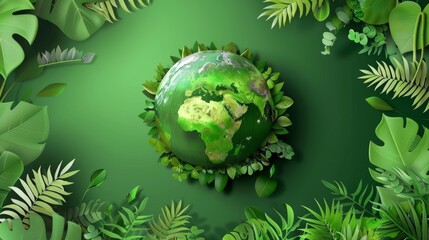 World Environment Day. Globe with green trees. Concept design for banner, poster, greeting card. Vector illustration.