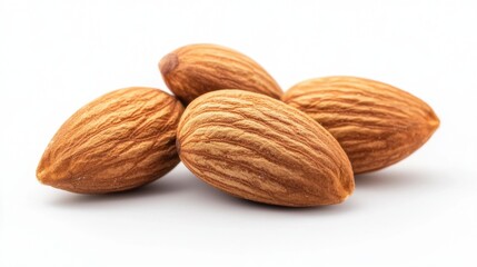 Brown almond nut seeds isolated, almonds isolate, white background, nut isolated on white