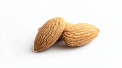 Brown almond nut seeds isolated, almonds isolate, white background, nut isolated on white