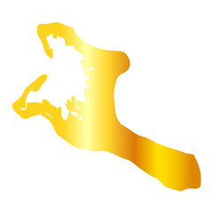 Golden Kiribati Map silhouette isolated on transparent background.