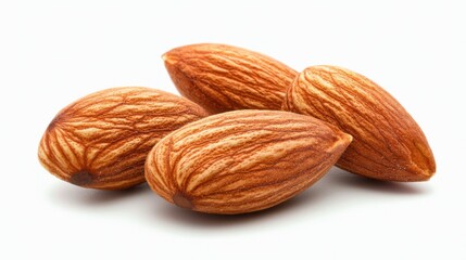 Brown almond nut seeds isolated, almonds isolate, white background, nut isolated on white
