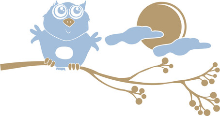 Download Free Vector File of Owl sitting on a Branch.