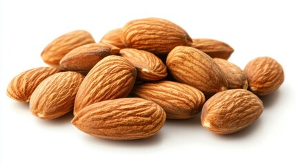 Brown almond nut seeds isolated, almonds isolate, white background, nut isolated on white