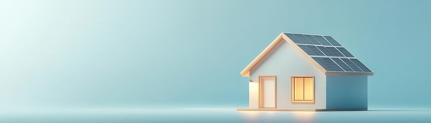Fototapeta premium Solar-powered smart house, sustainable materials and high-tech energy system, 3D illustration