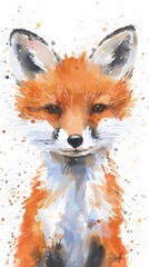 Expressive Watercolor Fox Portrait - Wildlife Art