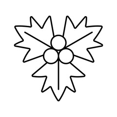 Christmas holly line icon editable stroke vector illustration