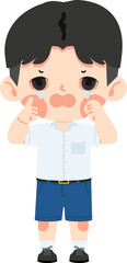 Fototapeta premium Boy Thai Student with eye pain