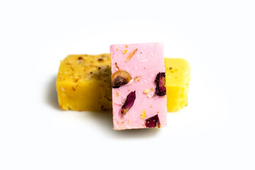 Closeup of traditional Indian milk dessert made with milk and pulses during festivals.