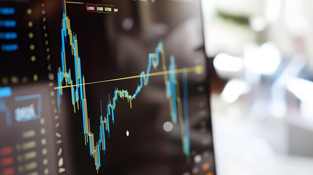 Close-up of a stock market graph on a computer screen.