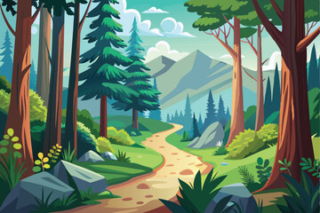 a cartoon illustration of a mountain with a mountain in the background © Mstrubenaakter55