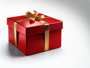 Obraz premium Caja de regalo color rojo. Teien cintas doradas