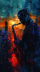 Fototapeta premium National Jazz Day in a city where buildings sway to the rhythm of the music