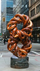 Pretzel sculptures line the streets, art and snack intertwined on National Pretzel Day