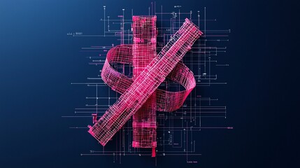 Breast cancer awareness charity event geometric representation of support and solidarity bold blueprint theme ultra-high definition