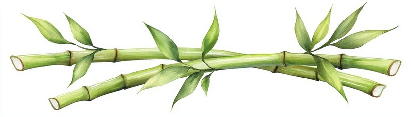 A beautiful illustration of bamboo stalks, showcasing lush green leaves and a natural aesthetic, perfect for nature-themed designs.
