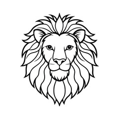 Lion black head vector silhouette icons icon set on white background.