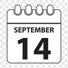 14th September calendar  icon. September 14 calendar Date, Month icon vector illustrator. EPS 10.
