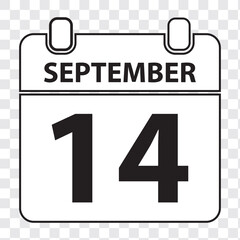 14th September calendar  icon. September 14 calendar Date, Month icon vector illustrator. EPS 10.