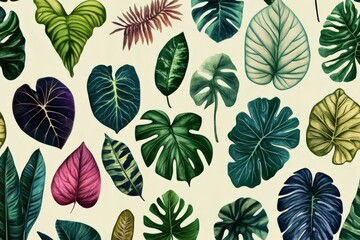 Naklejka premium Tropical Leaves Pattern.