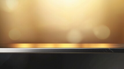 Black steel countertop shelf with spotlight and brown wall for product display promotion