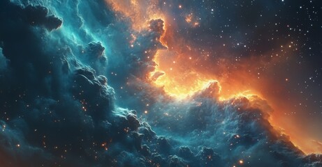 Fototapeta premium Captivating Cosmic Explosion in Vibrant Celestial Landscape