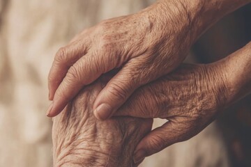 Fototapeta premium Close-up of Intertwined Elderly Hands