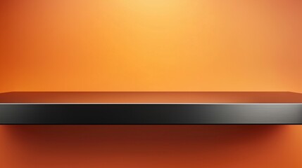 Obraz premium Black steel countertop shelf with spotlight and orange wall for product display promotion