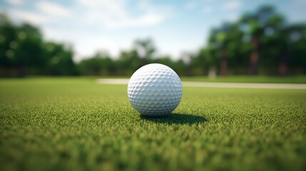 Obraz premium Golf ball on green grass background.