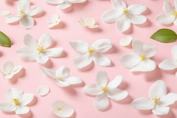 Obraz premium Delicate White Flowers on a Pink Background