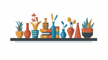 A simple vector icon illustration depicting the group of home decor items at center for a website isolated white background