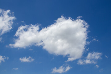 Panoramic view of white clouds against a bright blue sky