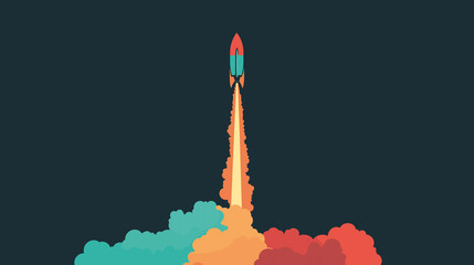Fototapeta premium Rocket Launch in Colorful Clouds of Smoke