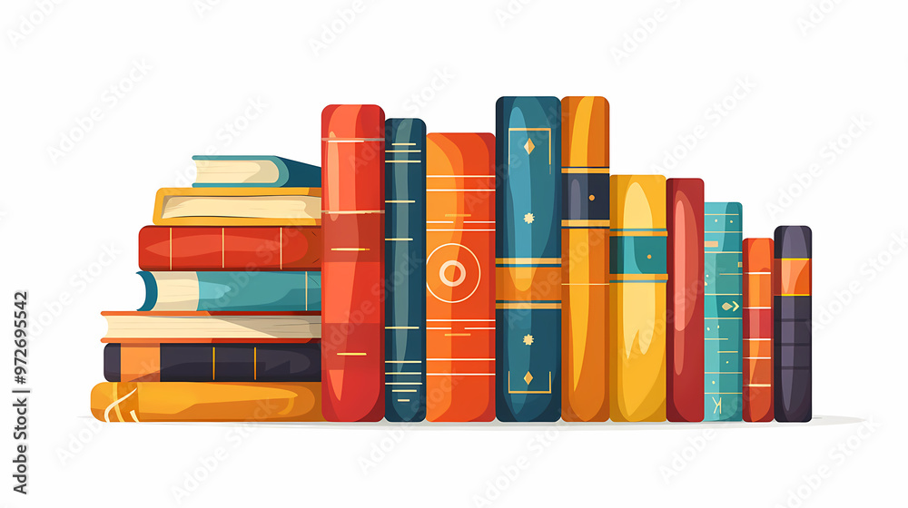 Wall mural A simple vector icon illustration depicting the group of book items at center for a website isolated white background