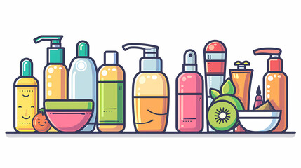 A simple vector icon illustration depicting the group of Beauty and Personal Care items at center for a website isolated white background