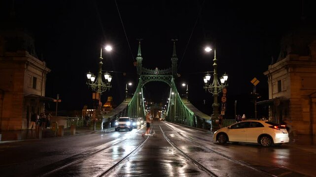 Liberty bridge  of Budapest at night