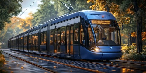 Obraz premium Modern Electric Train, Sleek Design, Environmental Friendly