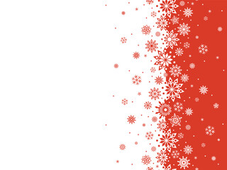 Fototapeta premium Horizontal banner with white and red Christmas symbols. Christmas snowflakes. Winter background with place for text. 