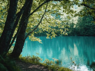 Obraz premium Peaceful Lakeside Scenery