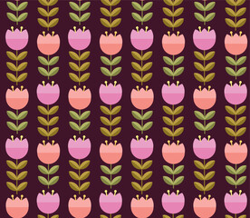 Pattern with abstract colorful flowers. Floral geometric background 