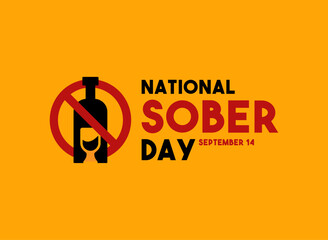 National Sober Day. September 14. Yellow background.