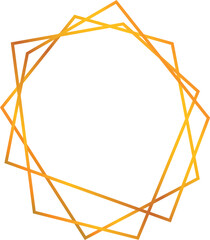 Golden gradient geometric frame is forming a border on a white background