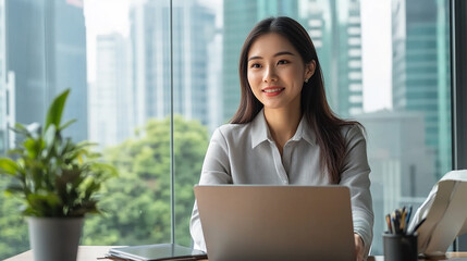 potrait of beauty secretary woman work with laptop in the office room