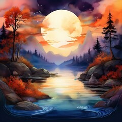 sunset in the mountains