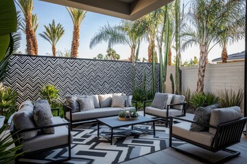 Fototapeta premium Garden furniture and arbour picture