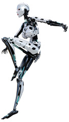 3D Rendering Female Robot on White