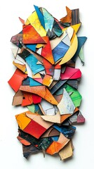Naklejka premium Abstract colorful artwork made with textured paper scraps.