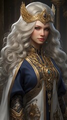 Obraz premium A charming girl in an ornate ancient dress, highlighting exquisite craftsmanship and timeless beauty