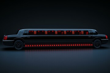 Futuristic Black Car with Red Lights